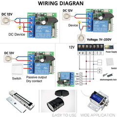 Interruptor de control remoto inalámbrico de 433 mhz DC 12V 10A 1CH receptor de relé para puerta de garaje transmisor de encendido y apagado de luz del Motor