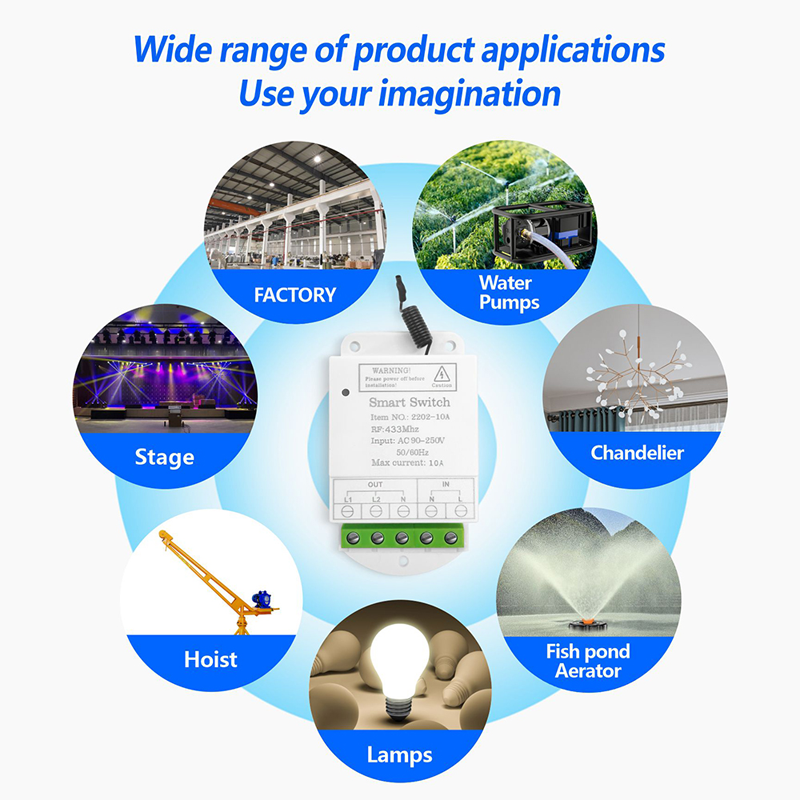 Interruptor de controle remoto sem fio universal de 433 MHz AC 85 V ~ 250 V 110 V 220 V Módulo receptor de relé de 2 canais e controles remotos RF de 433 MHz