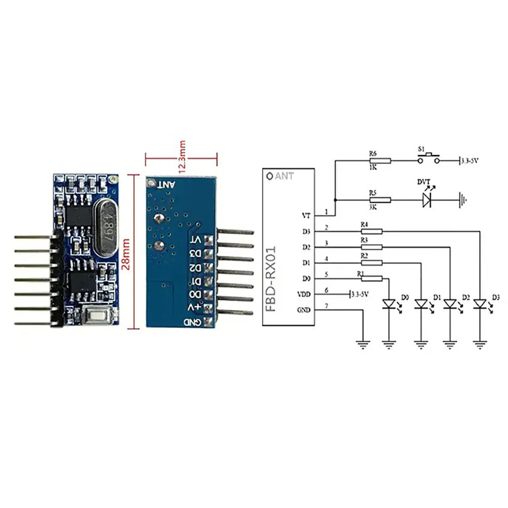 Módulo transmissor e receptor RF de 433 MHz Interruptor sem fio Interruptor de controle de saída de 4 canais Relé remoto