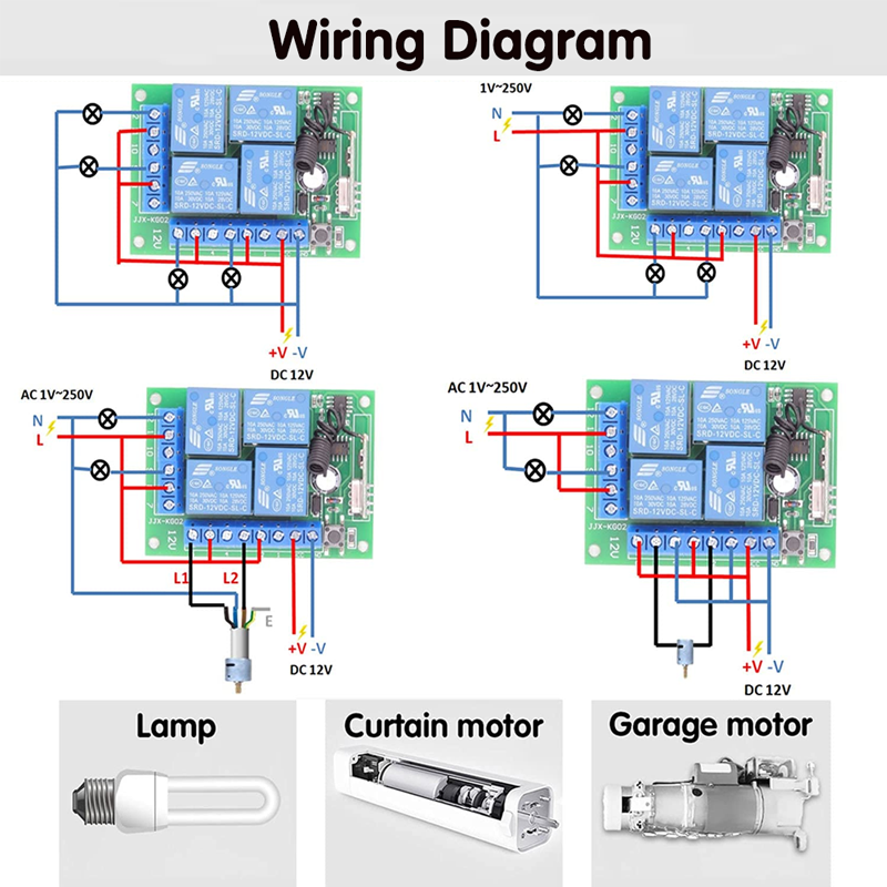 433Mhz DC 12V Universal Wireless RF Remote Control Switch 4CH Relay Radio Receiver Module And Smart Remote Controls Transmitters