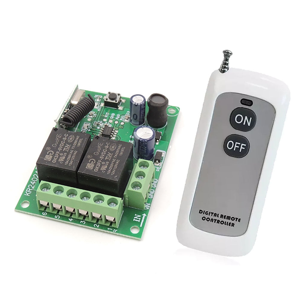 DC12V 24V 2 channel 10A relays 433mhz wireless rf receiver with wireless remote control 2 relays wireless outputs