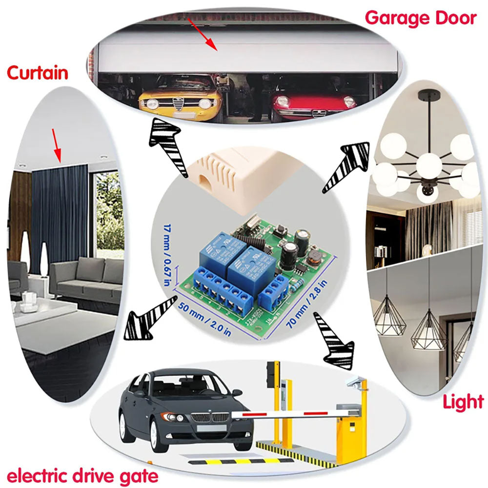 433MHz AC 110V 220V 2CH Universal Remote Control Switch Gate Motor Controller Module 10A Relay Receiver Transmitter