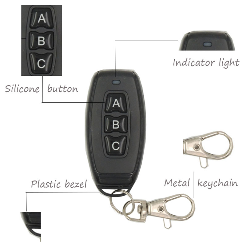 Módulo de relé de controle remoto RF sem fio de 12 V, interruptor, receptor de 50 M, canal de 2 canais para motor DC, porta automática