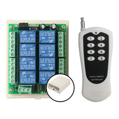 433MHz DC 12V Wireless 8 channel Remote Control Switch 10A Relay Module Receiver